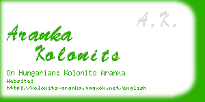 aranka kolonits business card